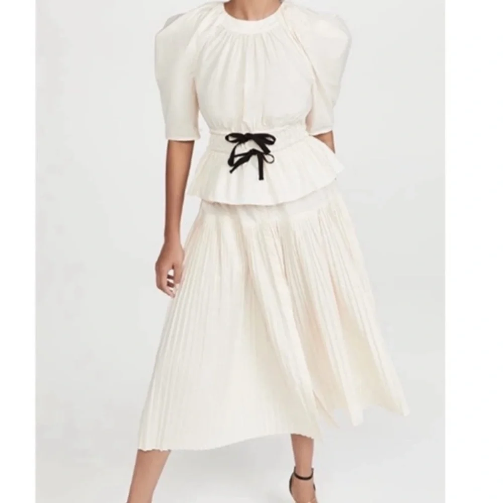 Ulla Johnson Denisa  Puff Sleeve Top Tie Waist in Cream Dogwood Size 0